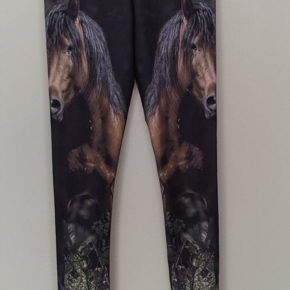 "Back to Nature Apparel" Leggings, Wild Horse, Unique Wearable Art! Medium - Picture 3 of 13